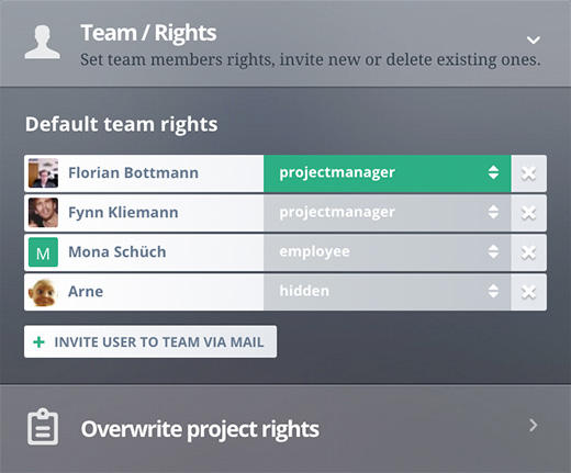 Agantty Software - Teams & rights