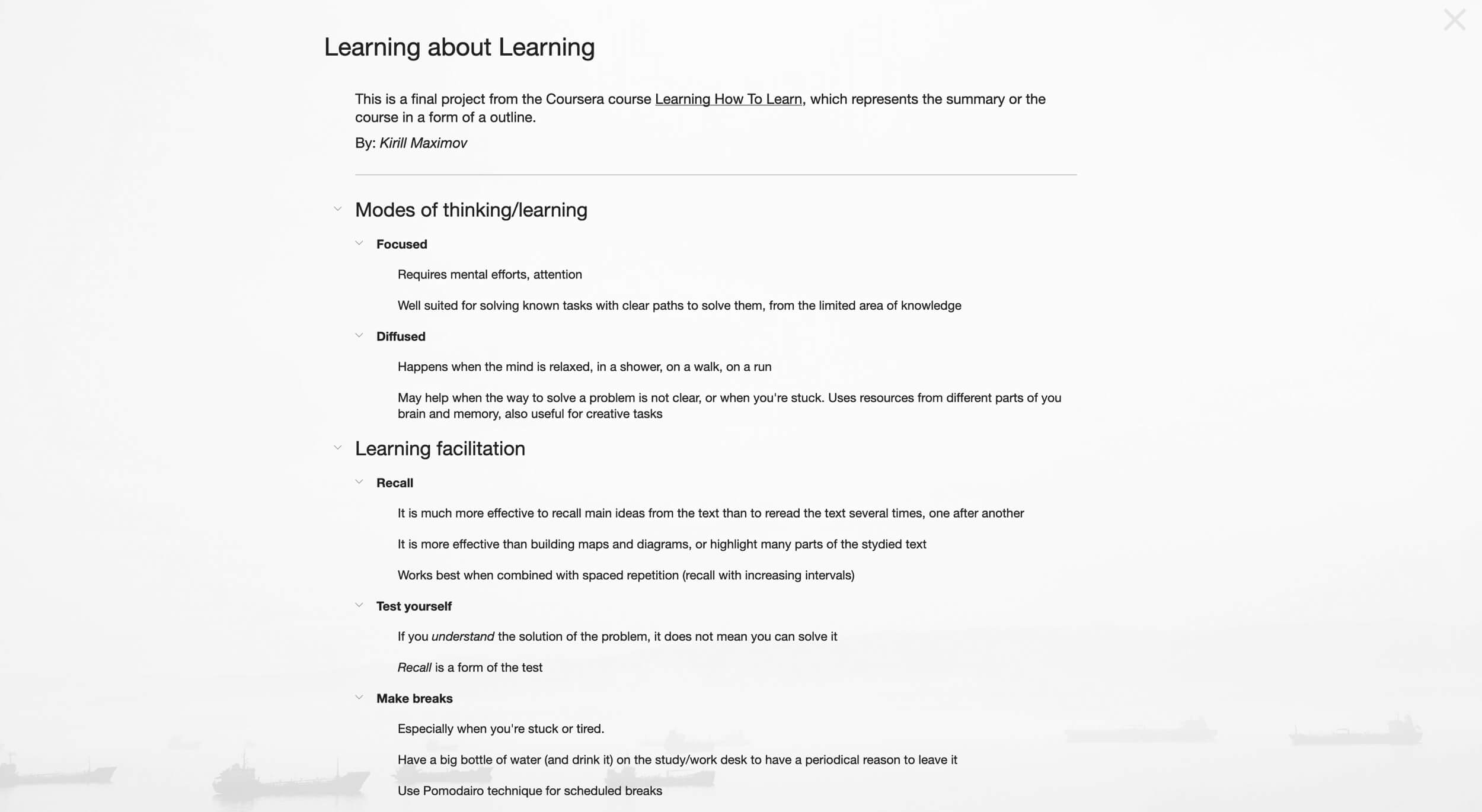 Checkvist screenshot: Distraction-free Zen mode
