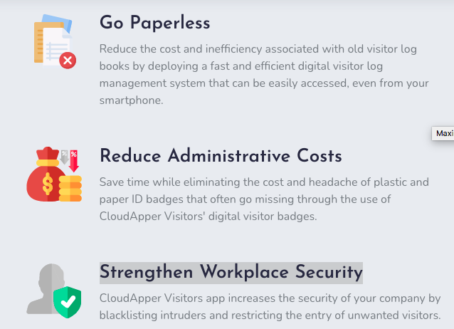 CloudApper Visitors screenshot: Visitors