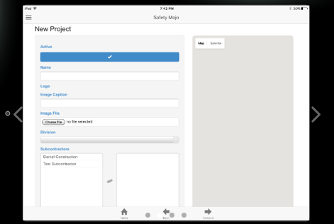 Safety Mojo screenshot: Generate projects for subcontractors