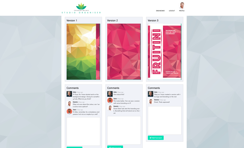 Studio Organiser creative sharing