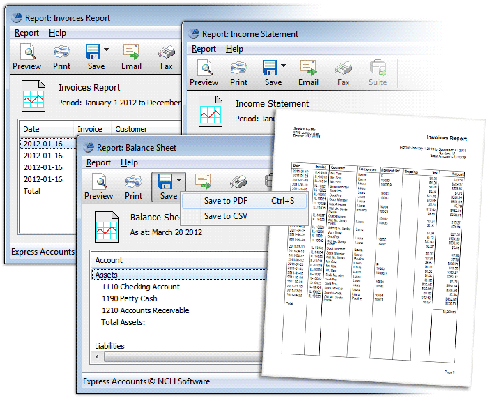 Express Accounts Software - Express Accounts reporting tools
