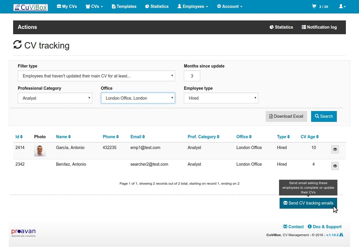 CuViBox Software - CV tracking