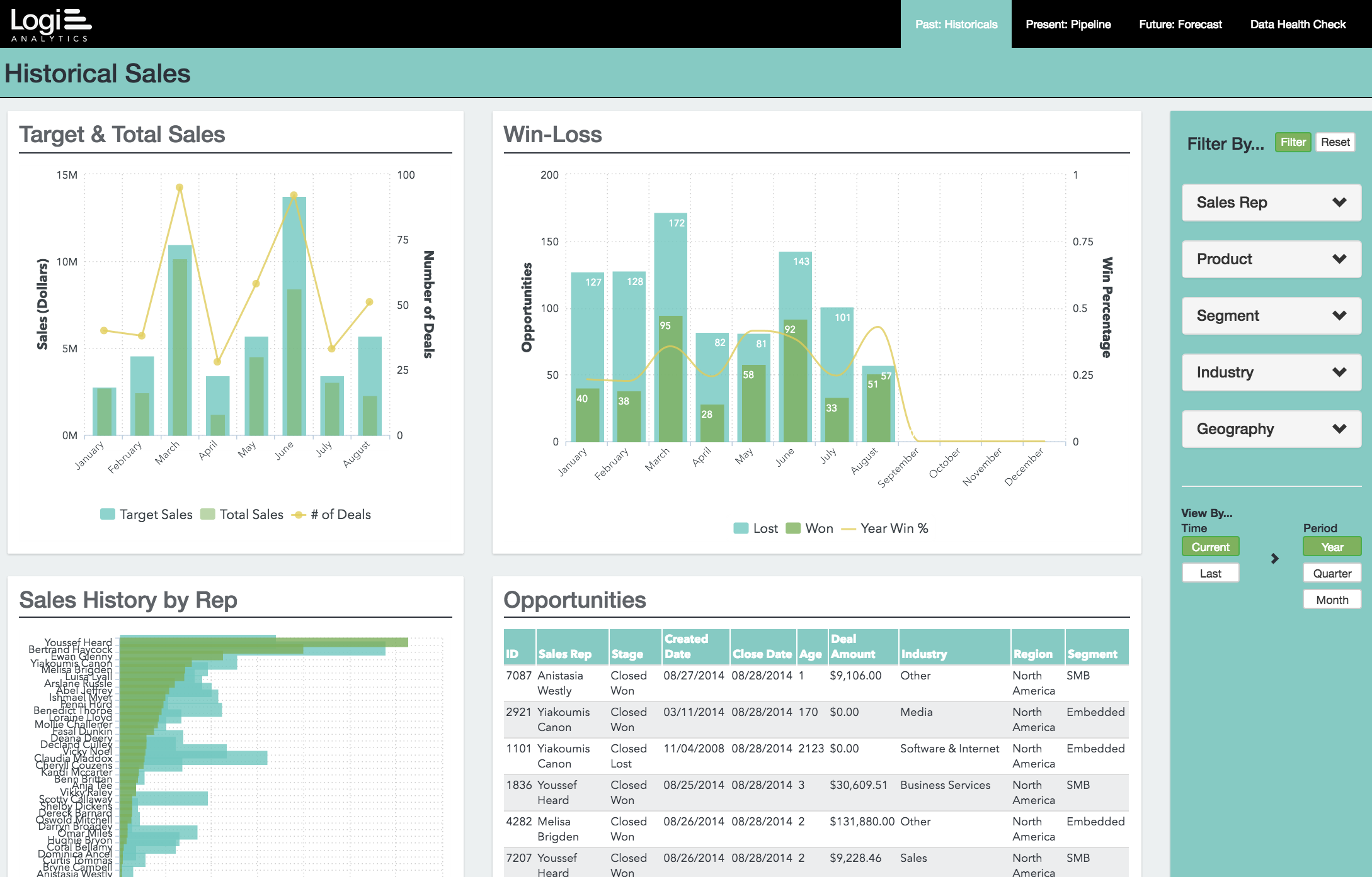 Logi Analytics Software - Logi Analytics sales performance KPI dashboard