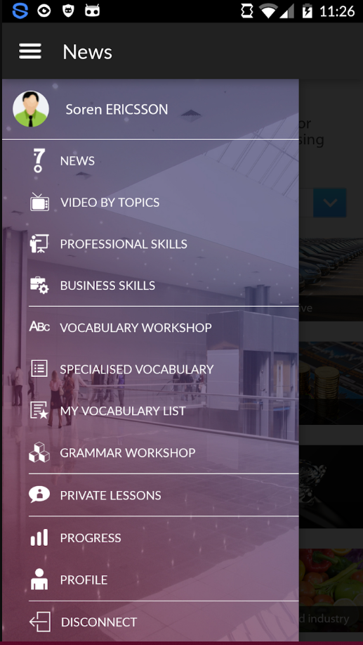 7Speaking  screenshot: 7Speaking navigation menu screenshot