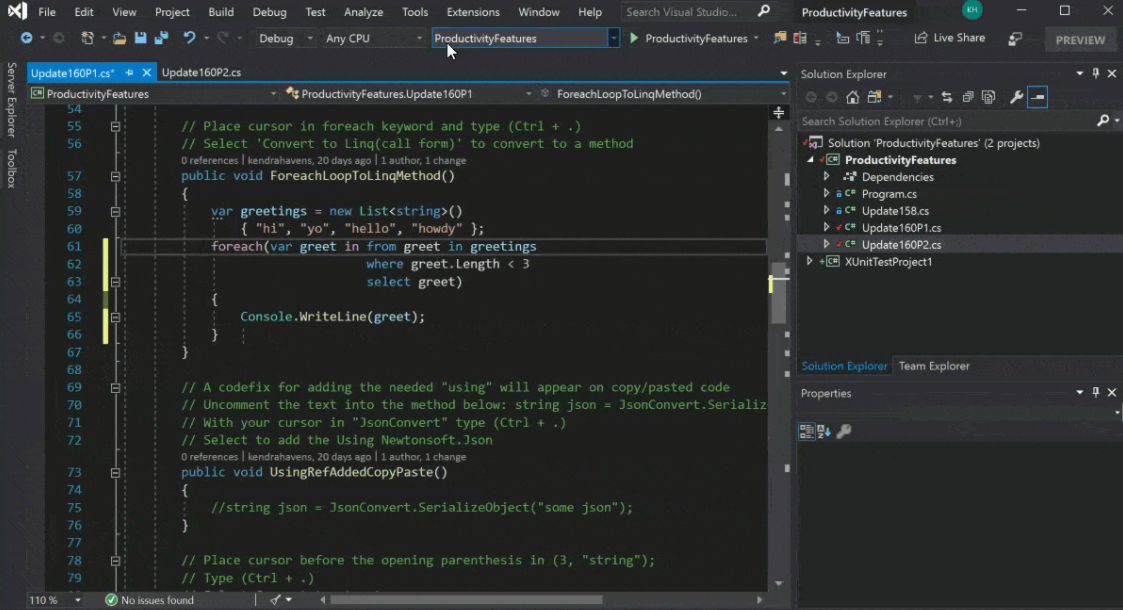 Visual Studio integrated development environment