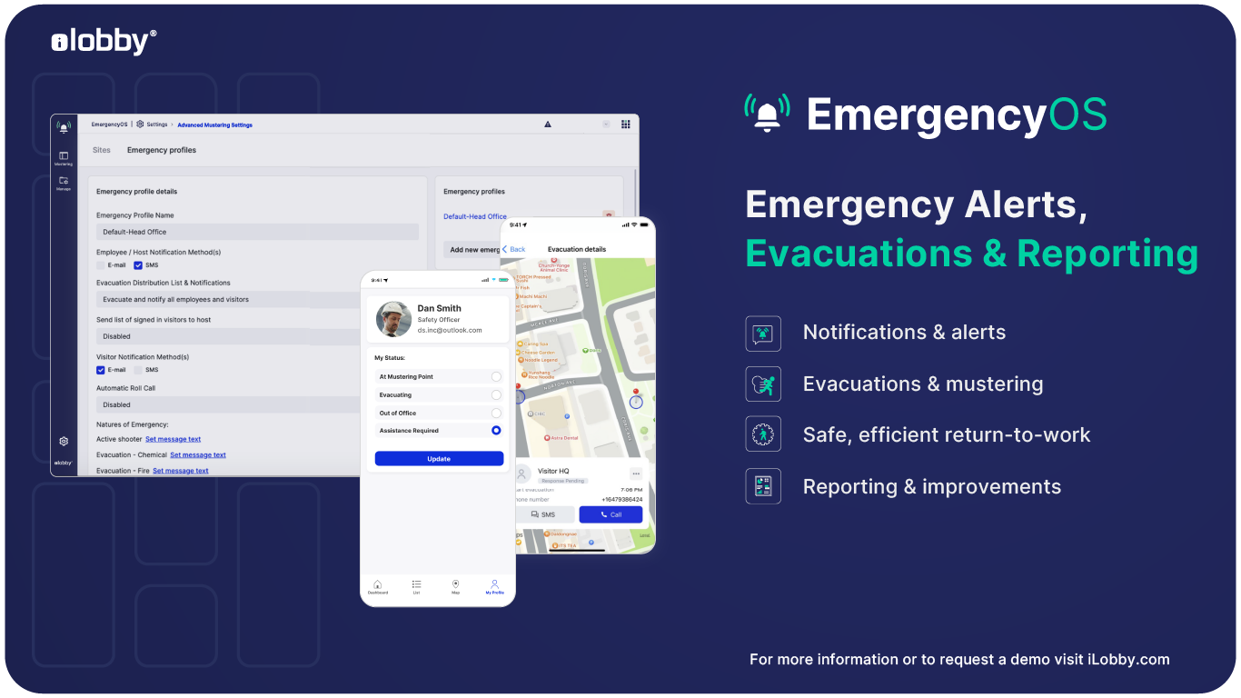 Emergency and Evacuation Management Solution- Be prepared for when the unexpected occurs. EmergencyOS improves the efficiency and speed of your evacuations and ensures all visitors are accounted for in the event of an emergency.