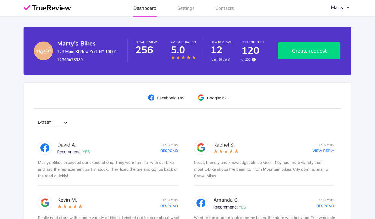 Main dashboard.