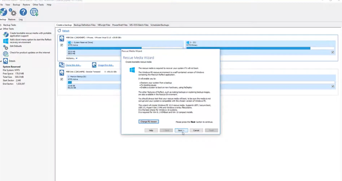 Macrium Deployment Kit Software - Macrium Reflect Deployment Kit rescue media wizard