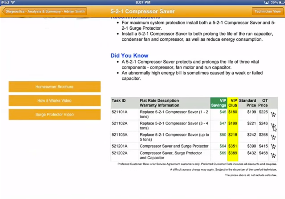 Picture Perfect Pricing users can build an invoice using the flat rate pricing table with click to add to cart features.