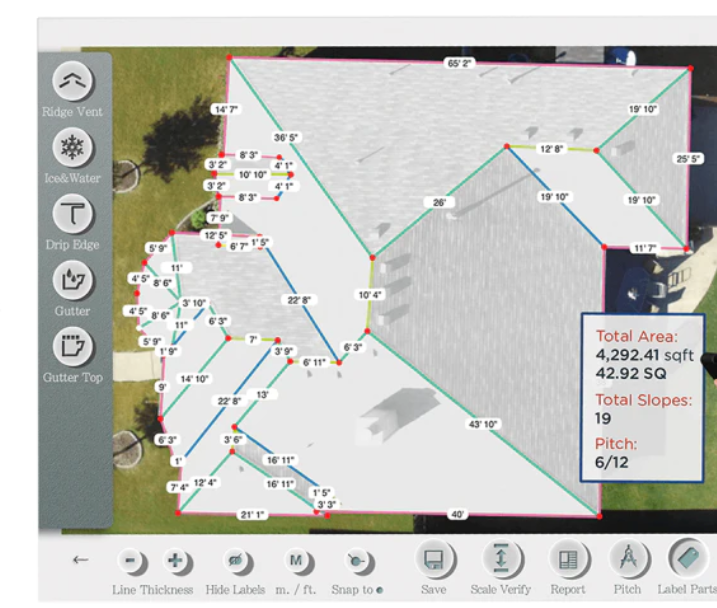 iRoofing screenshot: iRoofing aerial imagery