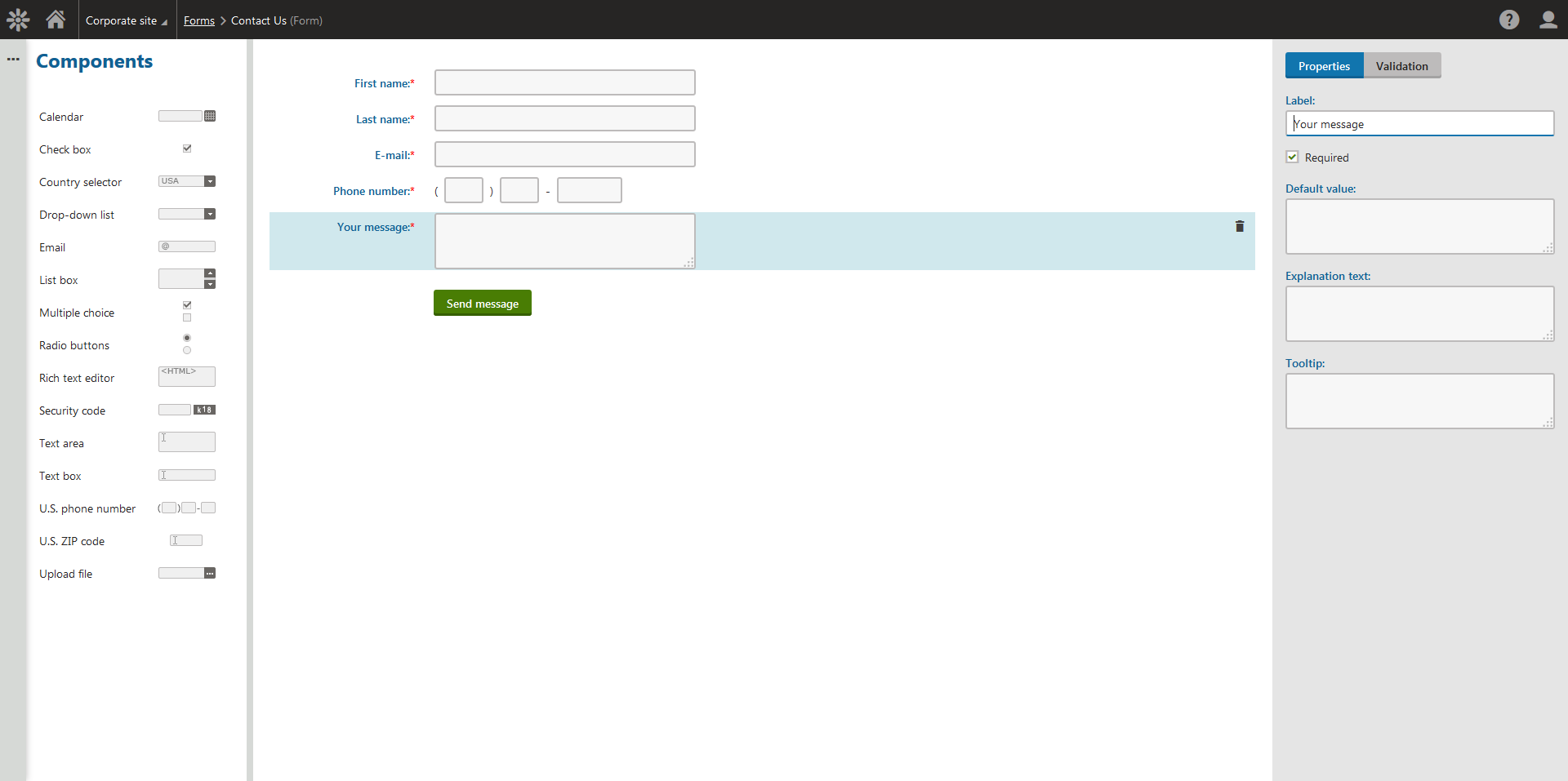Kentico's simple, easy and customizable form builder