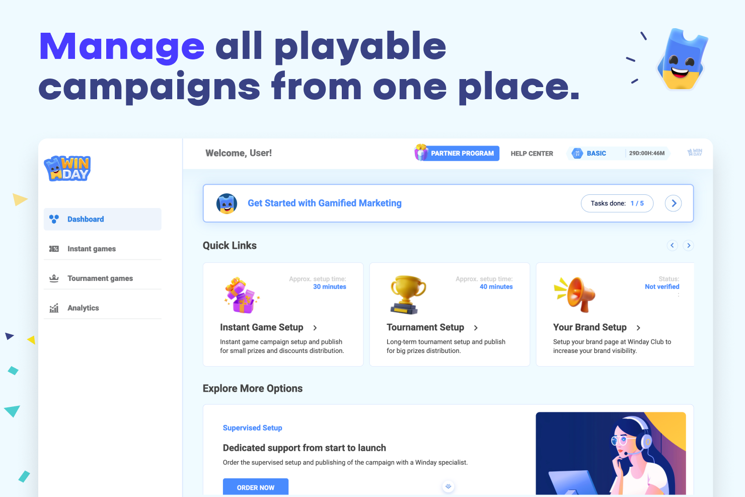 Winday screenshot: Manage all playable campaigns for one place.