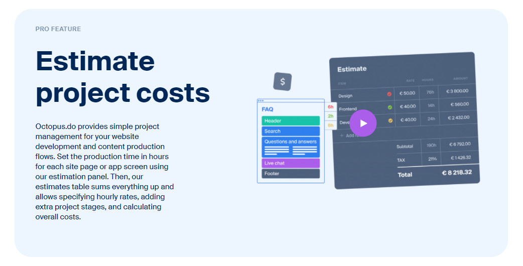 Octopus.do Software - Estimate Project Costs