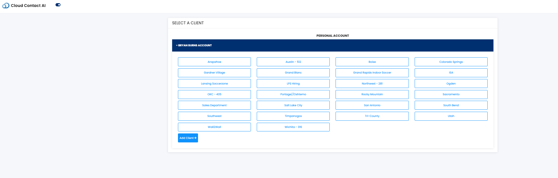 The administrator has the ability to provision clients within the platform. Each client can have unique phone numbers and inbound email addresses. Each client functions as a tenant. Each client has their own inbox, contact information, and campaigns.