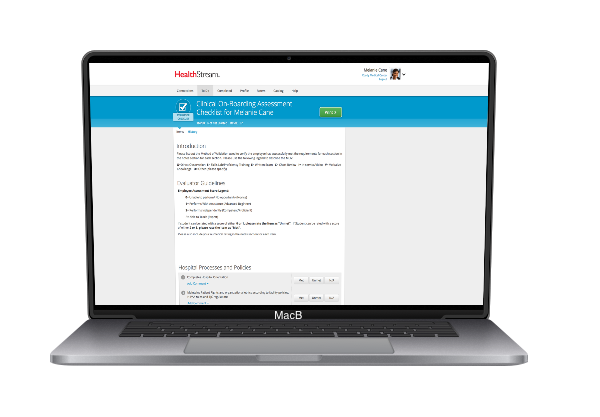 HealthStream Checklist Software - Checklist Laptop View