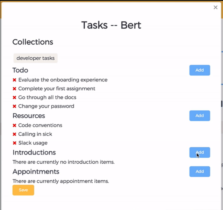 ChiefOnboarding screenshot: Create and share to-do lists with new starters