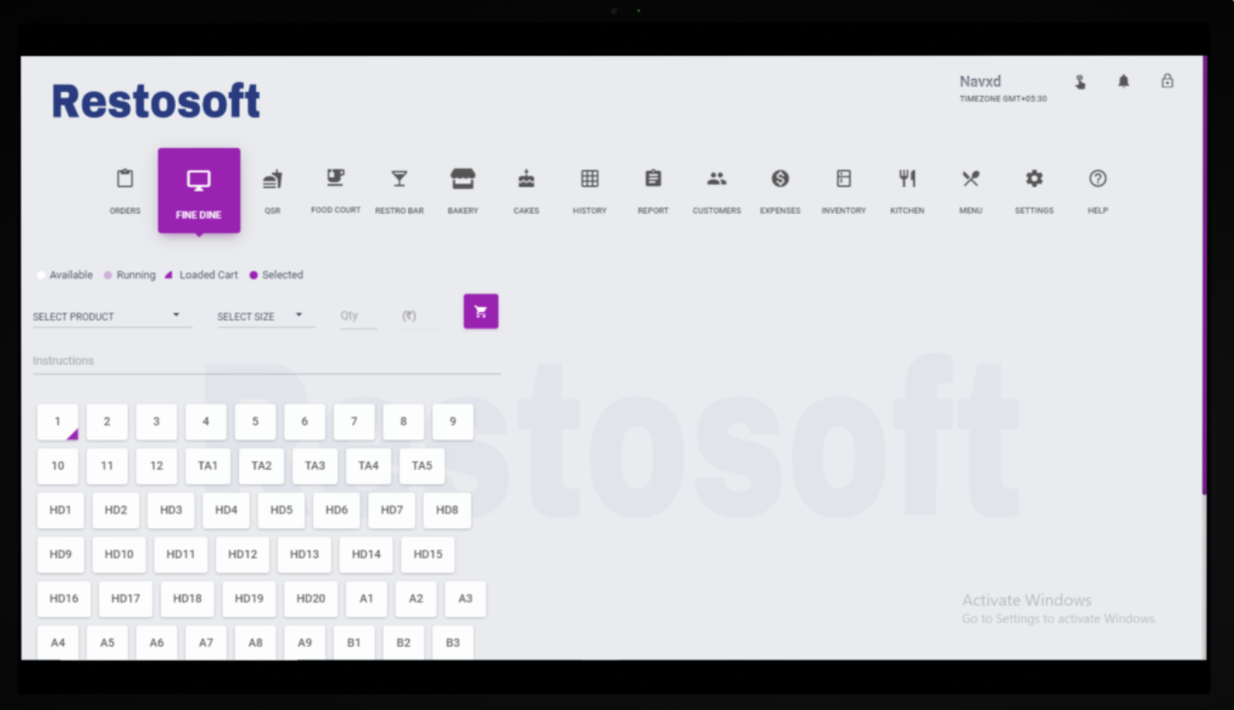 Restosoft Software - Restosoft manage tables