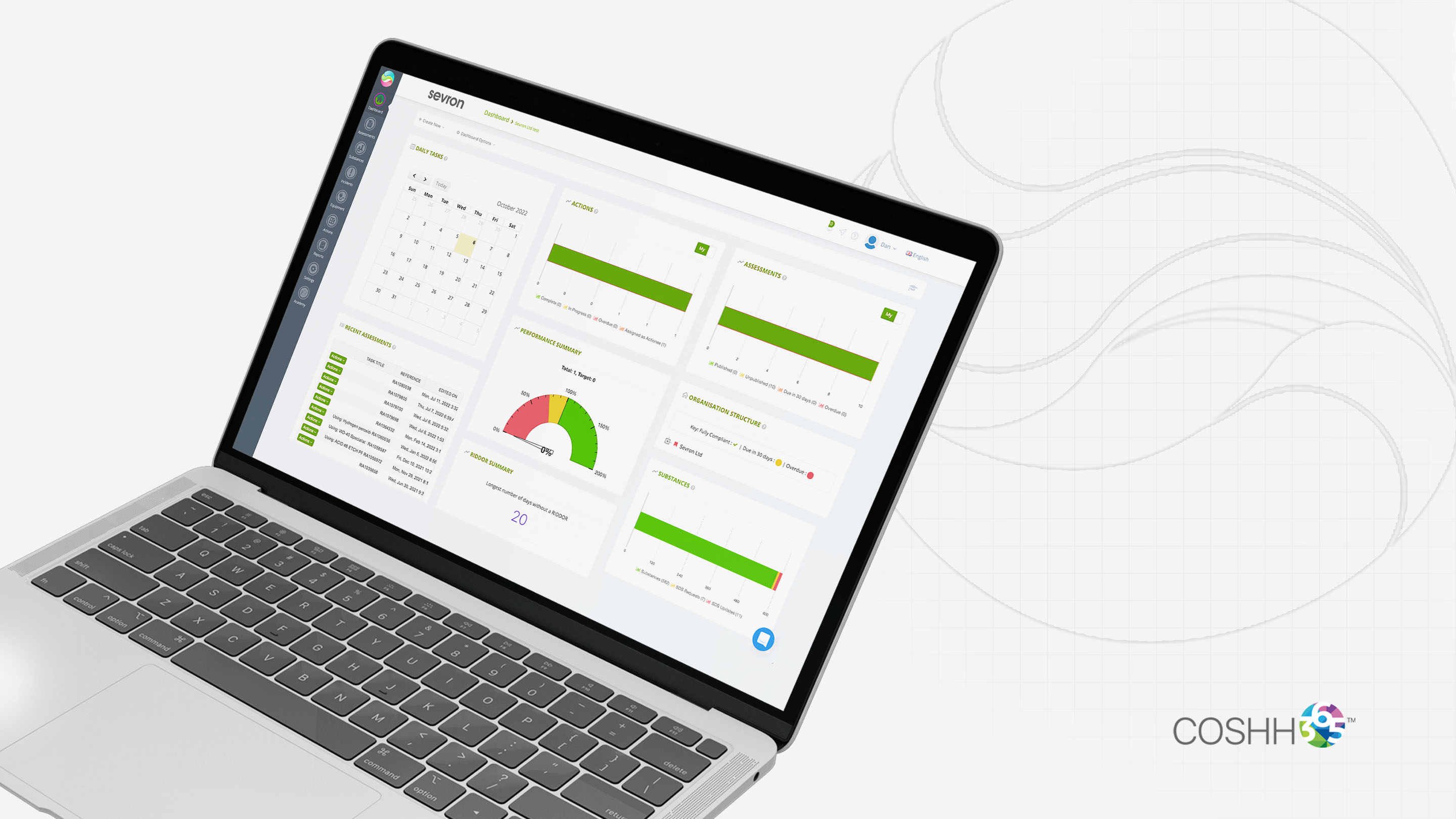 Get a quick overview of your Compliance with our editable dashboard. Manage chemical risk, safeguard your workplace and prevent accidents. With our carefully designed dashboard, track your assessments and SDS by adding specialised widgets.​