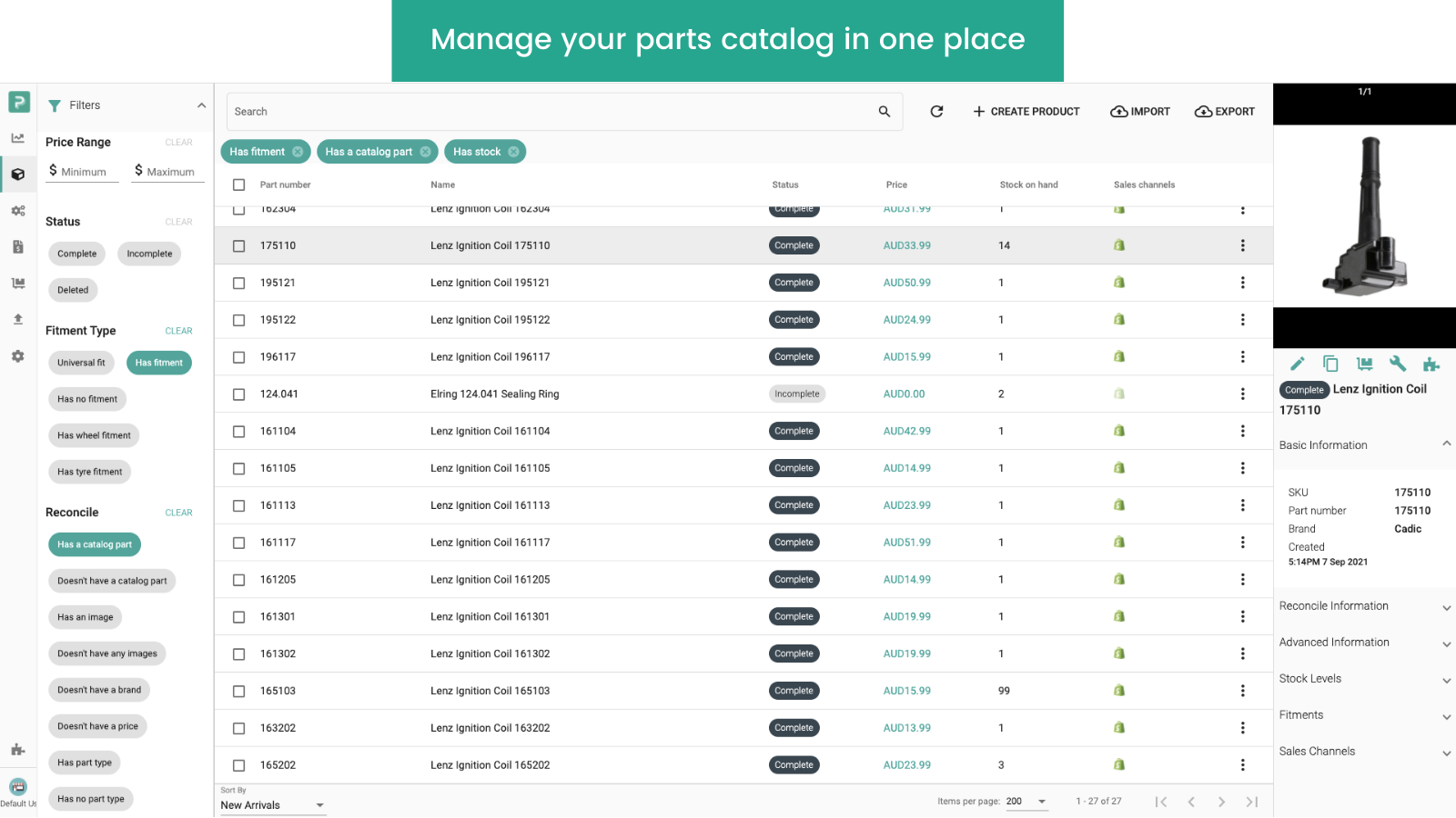 Manage auto parts catalogue in one place with PartsPal