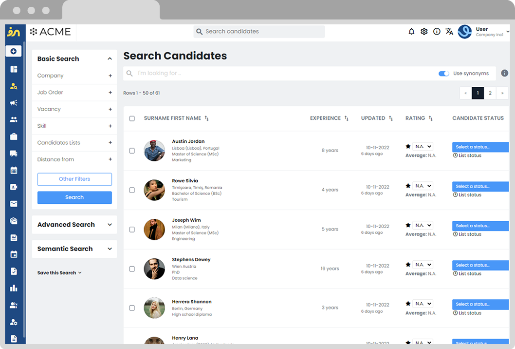 Search candidate