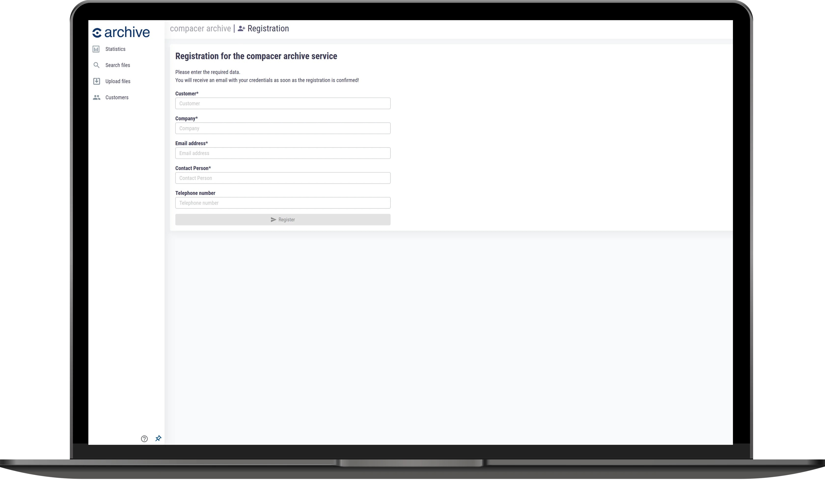 compacer archive screenshot: compacer archive user registration