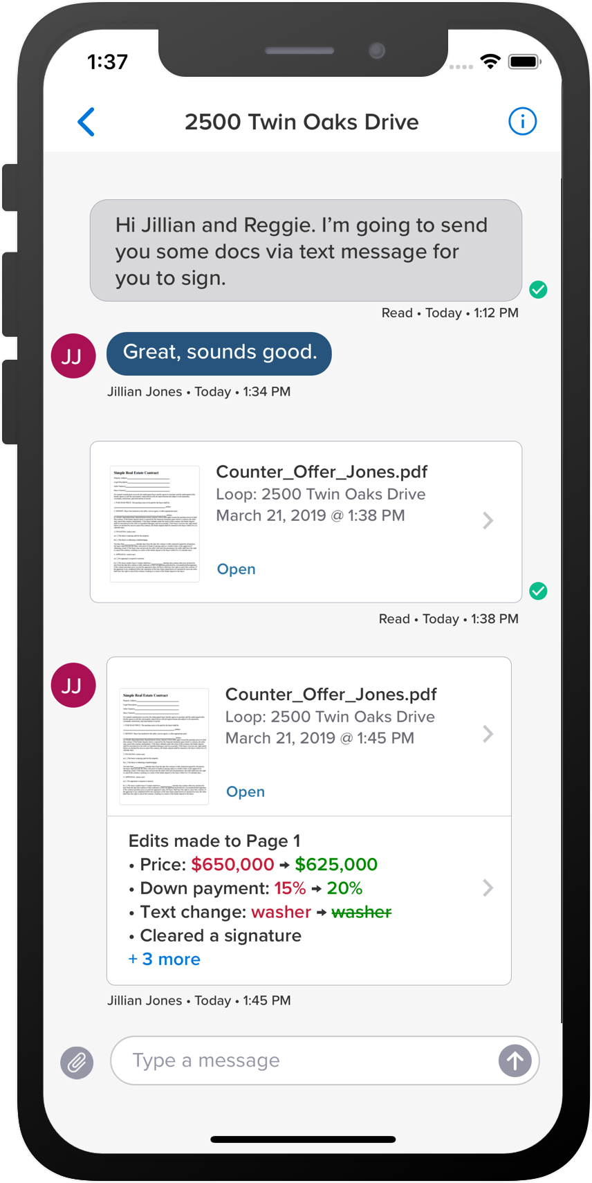Dotloop's text messenger feature empowers agents to get documents signed without even leaving their client text-message thread.