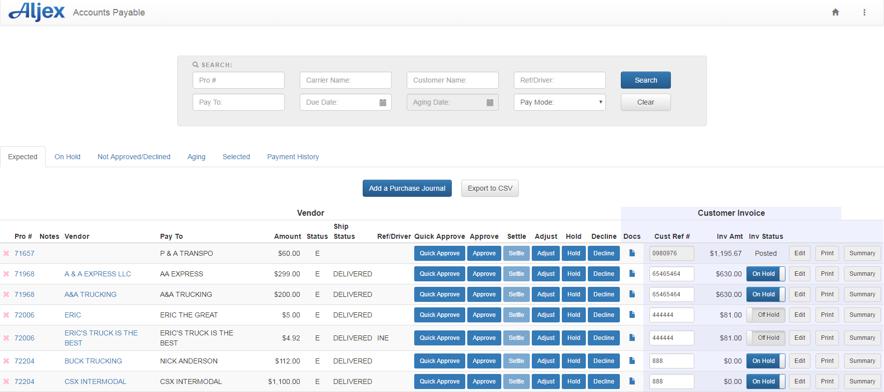 Descartes Aljex Software - Descartes Aljex account payable