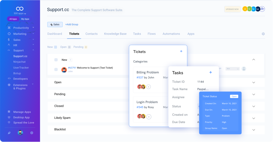 Support.cc Software - Ticket management software with extensive capabilities to assist your customers in resolving issues while saving your customer support team time and effort.