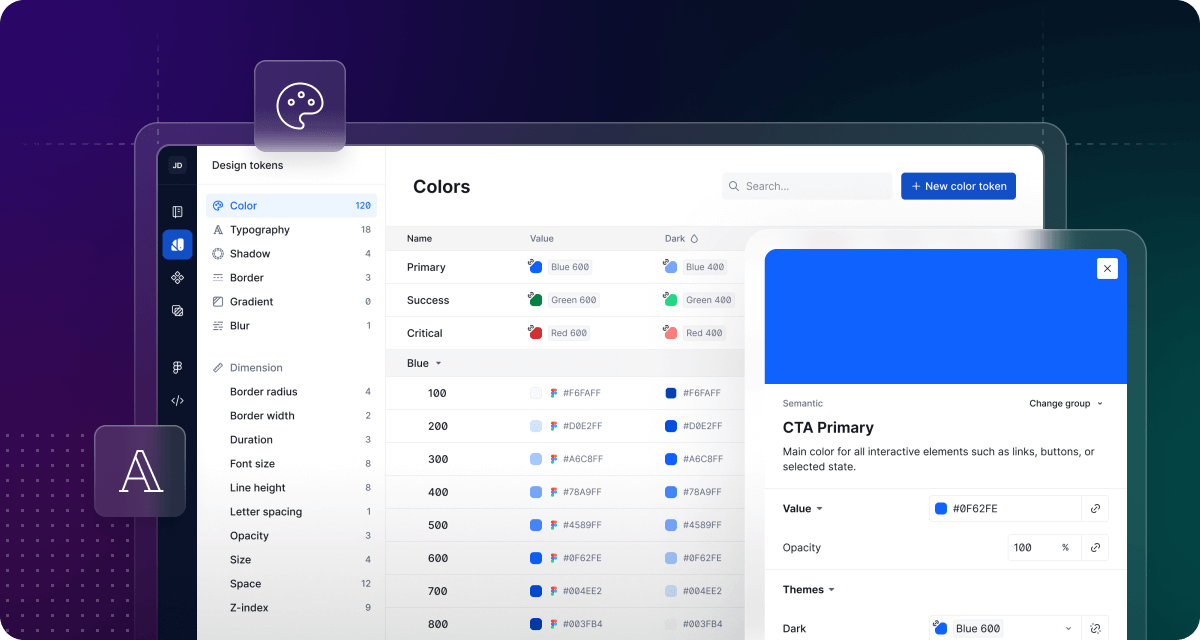 Supernova is built for your entire design system workflow. Manage design tokens. Import tokens, components, and assets directly from Figma. Define multiple themes and brands.
