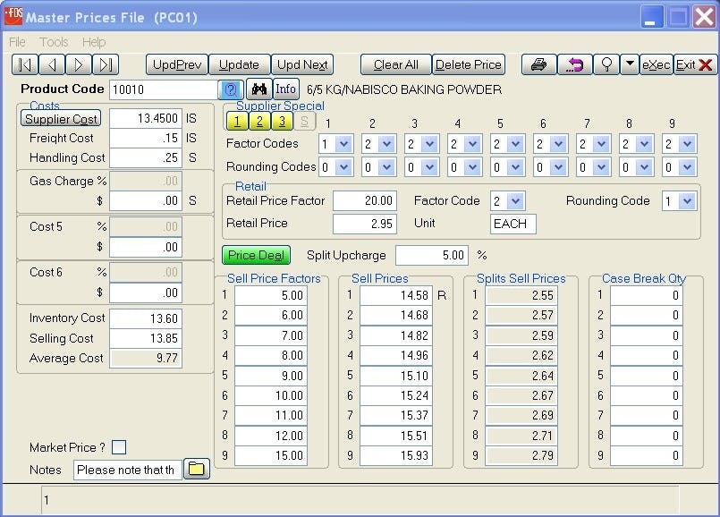 WinFDS Software - Price customization