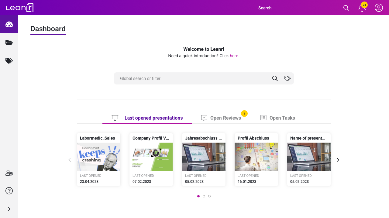 Leanr screenshot: Leanr's dashboard