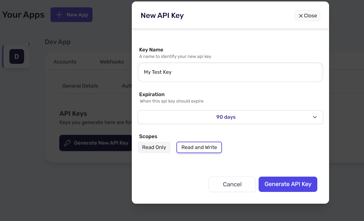 Create API Keys