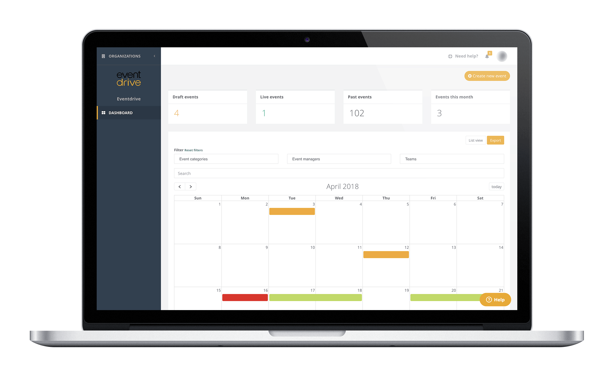 Eventdrive screenshot: Create, manage and plan multiple events on a single platform