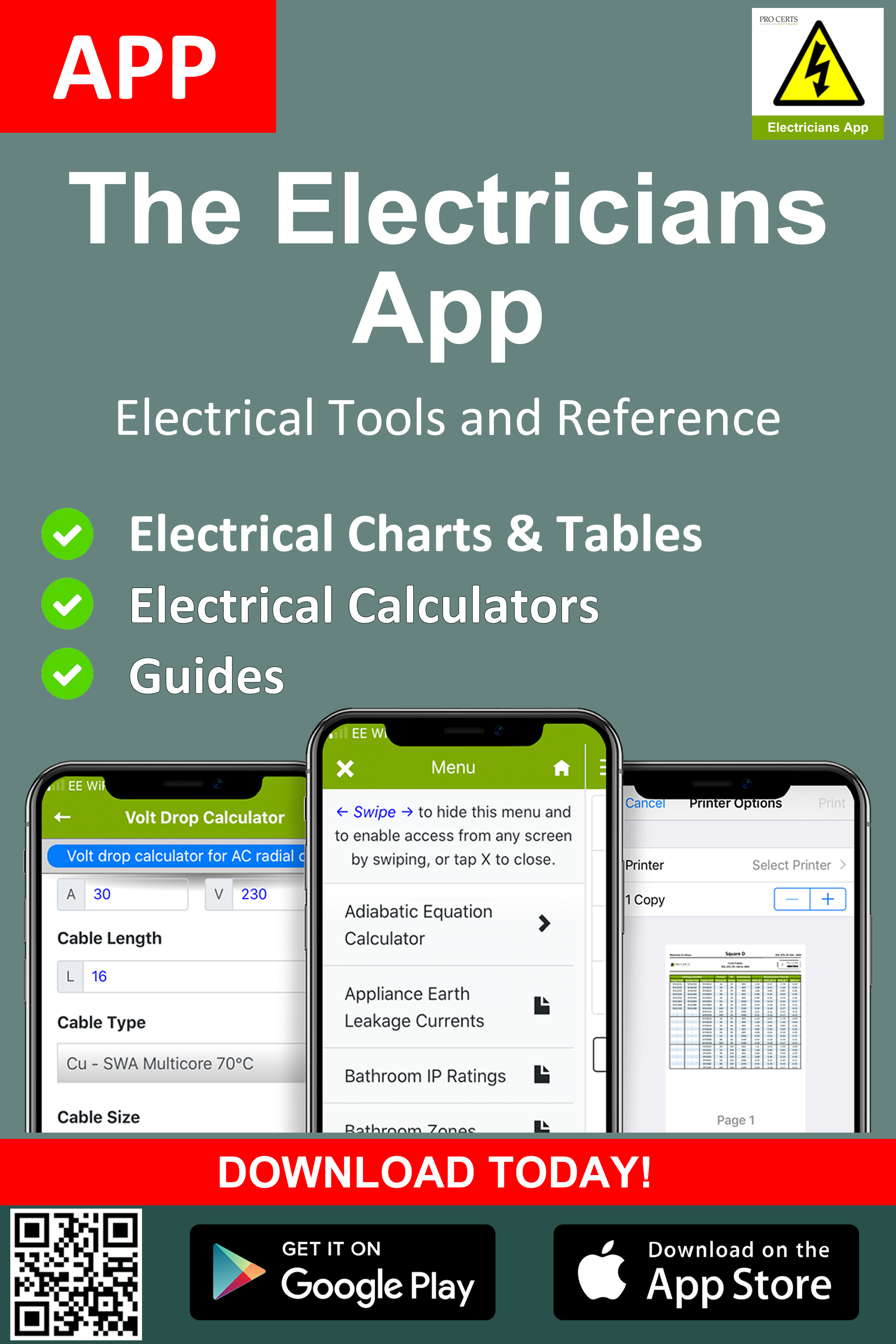 Electricians Software in a mobile App.