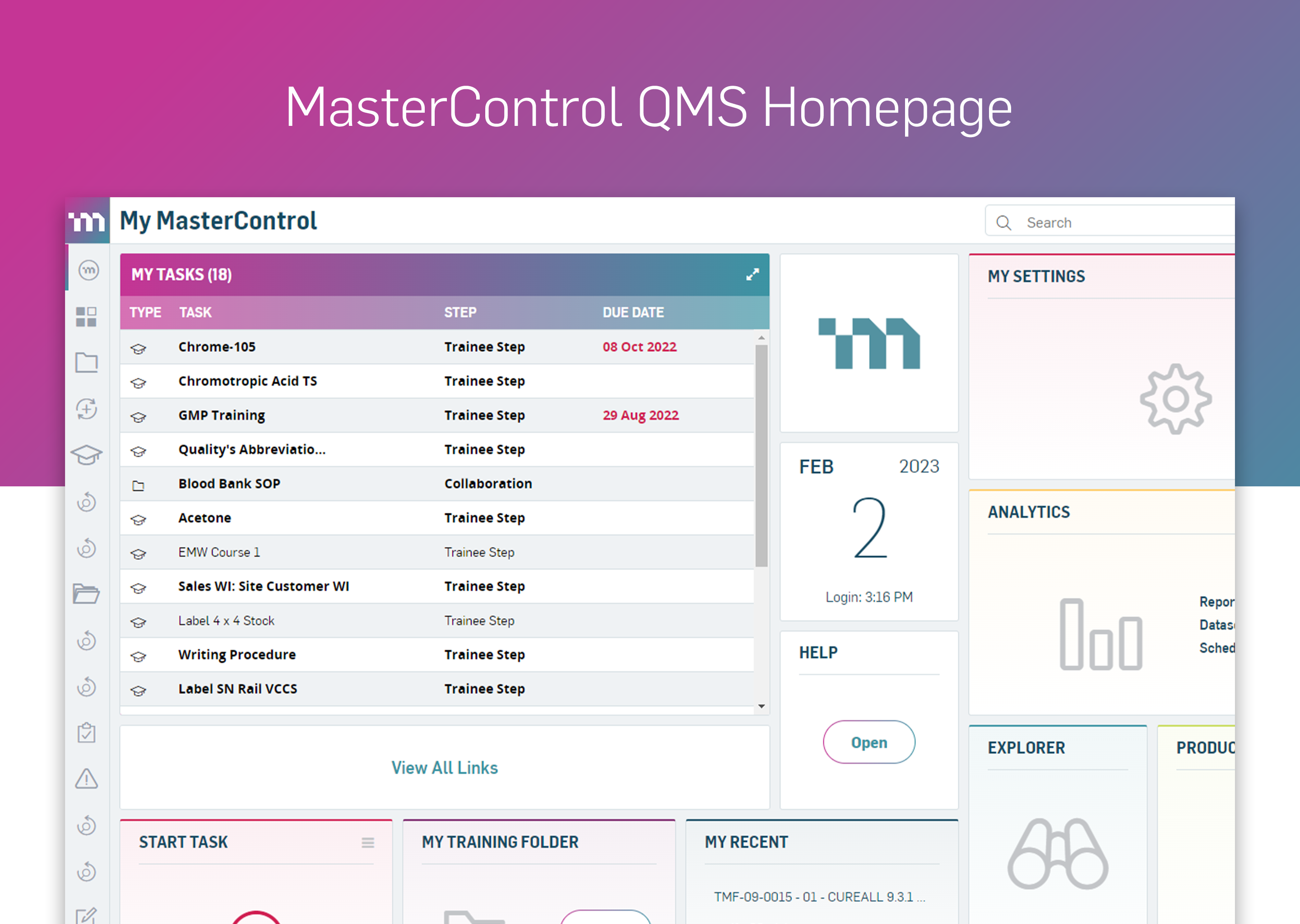 MasterControl Quality Excellence Logiciel - 1