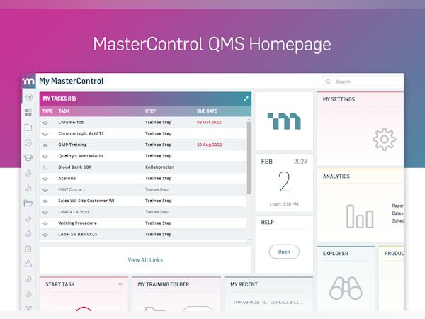 MasterControl Quality Excellence Logiciel - 1