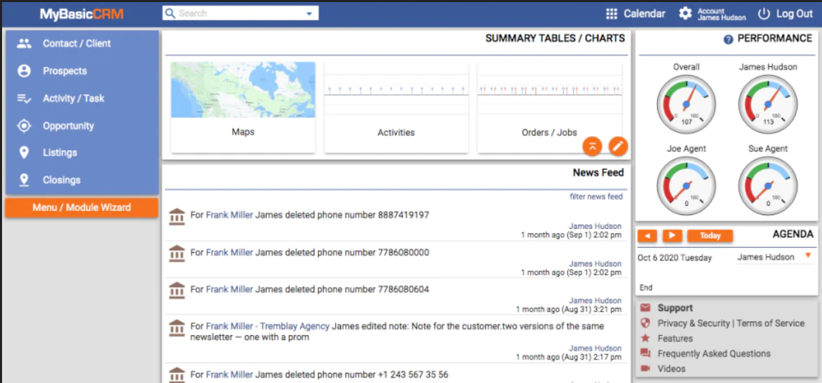 MyBasicCRM Software - Dashboard