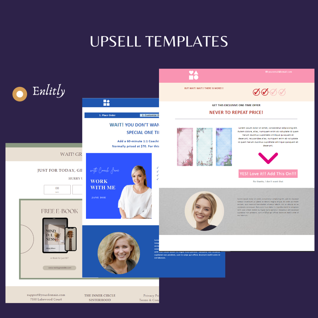 Upsell templates created in Enlitly
