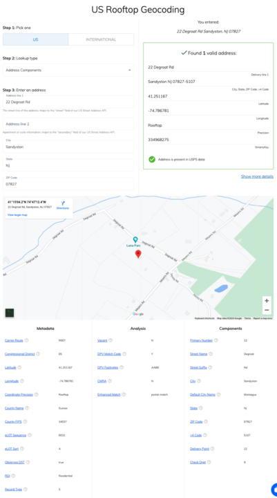 Smarty's Rooftop Geocoding turns addresses into exact coordinates, ensuring pinpoint accuracy for logistics and service delivery. Ideal for boosting operational efficiency and strategic planning, it provides precise location insights across industries.