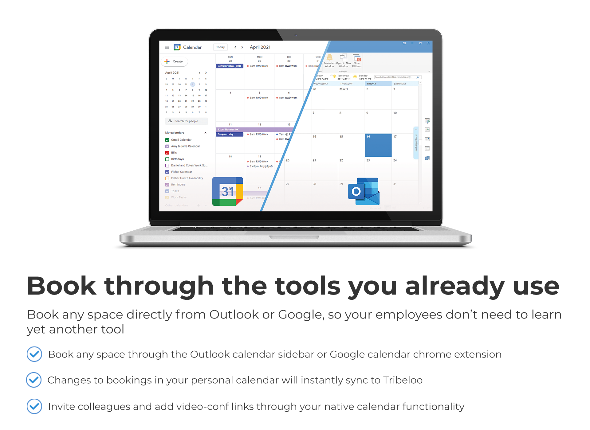 Tribeloo Software - Book from your Outlook or Google calendar