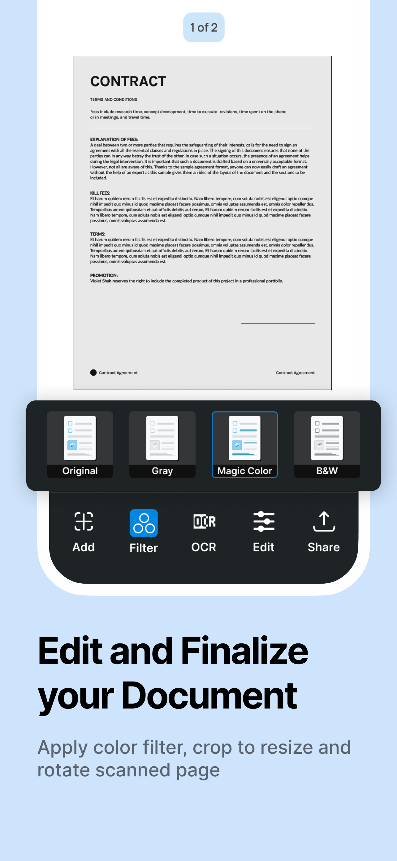Edit and Finalize your Document with QuickScan