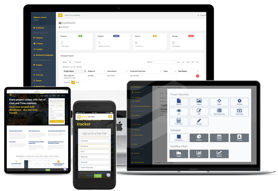 Realtraker screenshot: Fully functional across all devices