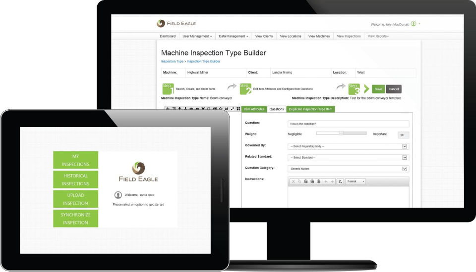Field Eagle screenshot: Field Eagle provides solutions for administrators to manage and inspectors to conduct inspections