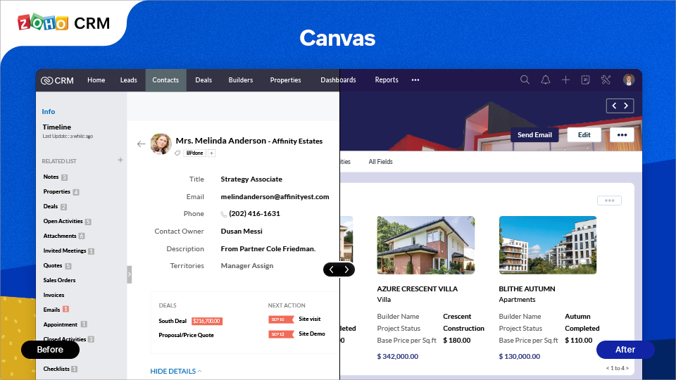 Design CRM layout with Canvas 