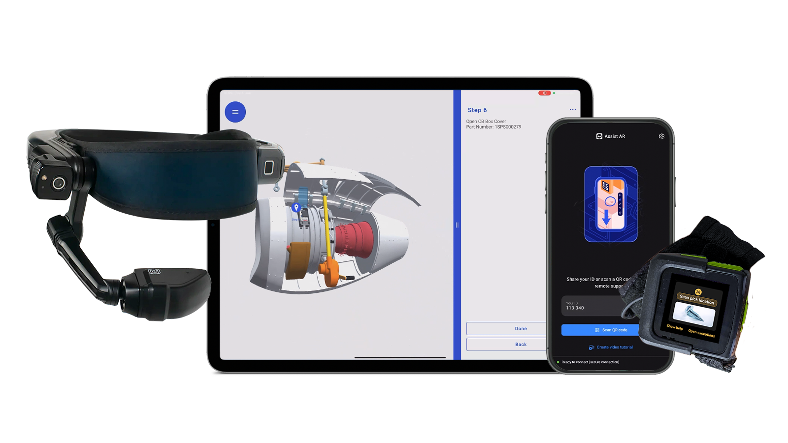 TeamViewer Frontline screenshot: TeamViewer Frontline solutions run on smart glasses, wearable computers and scanners, mobile devices, and tablets.