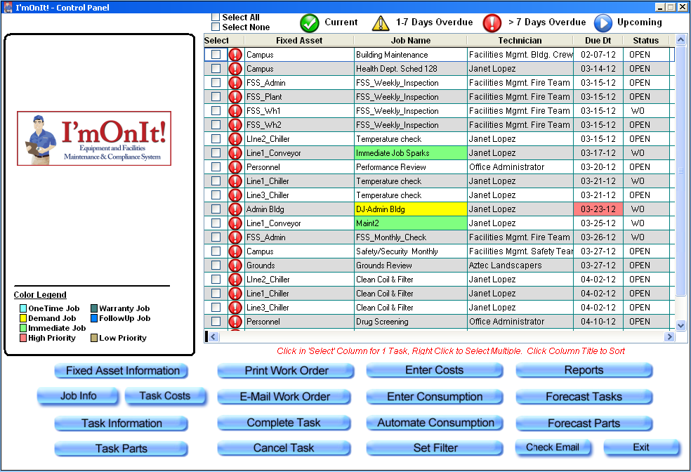 I'mOnIt! Software - Control Panel