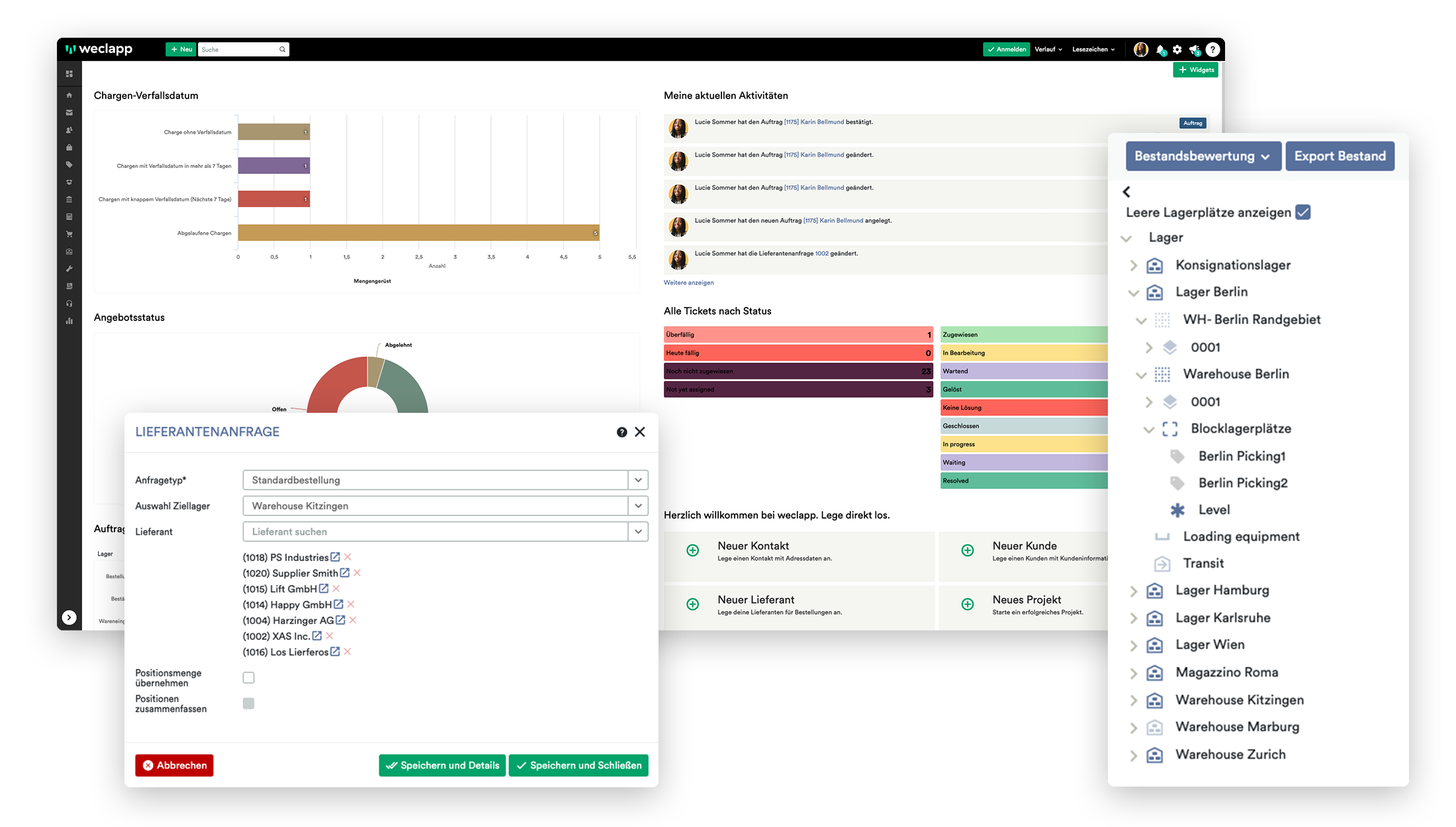 weclapp screenshot: weclapp delivery request