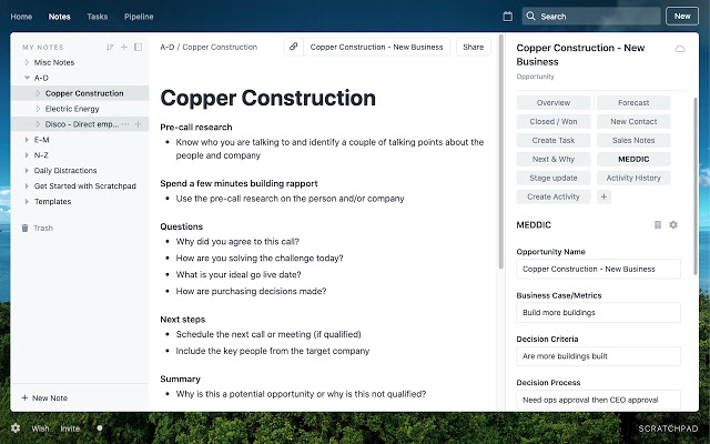 Use Scratchpad to capture all of your critical sales notes and instantly link them to Salesforce opportunities, leads, contacts and accounts.-thumb