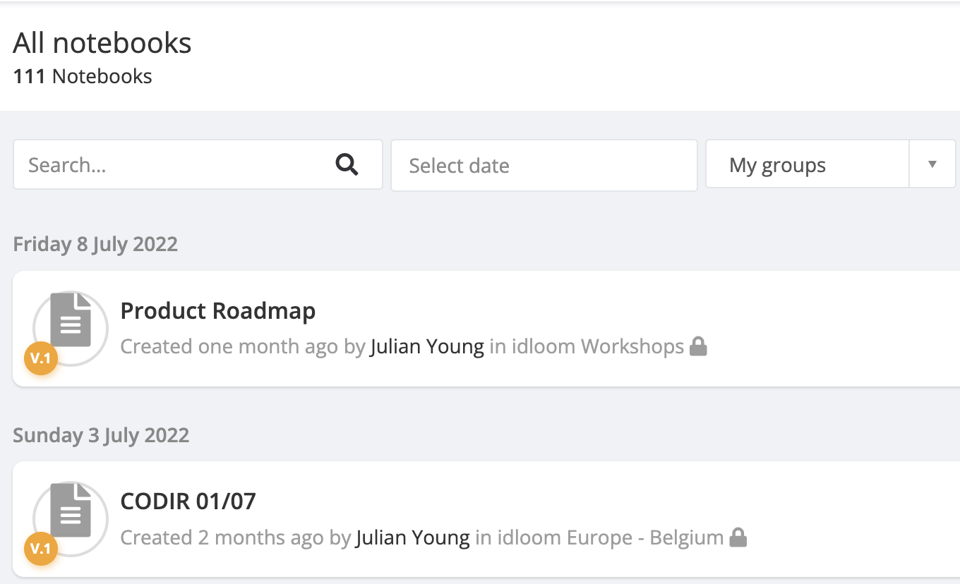 idloom.wall screenshot: Notebook